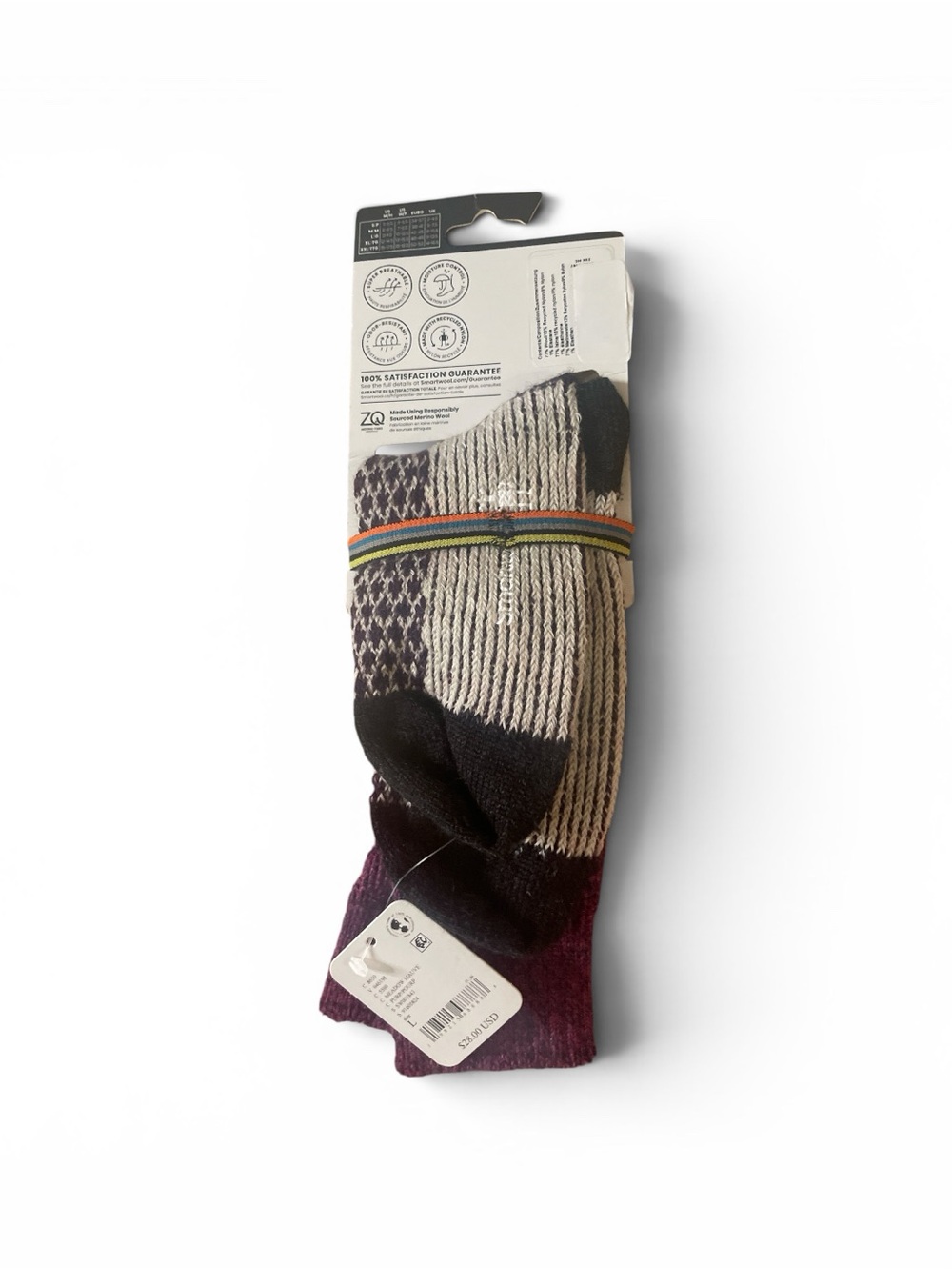 Free People X Smartwool crew Socks in Purple and Gray Pattern NWT - Picture 3 of 3